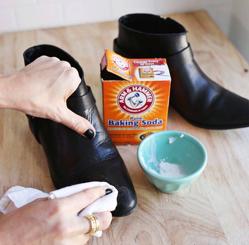 using baking soda - condition leather boots