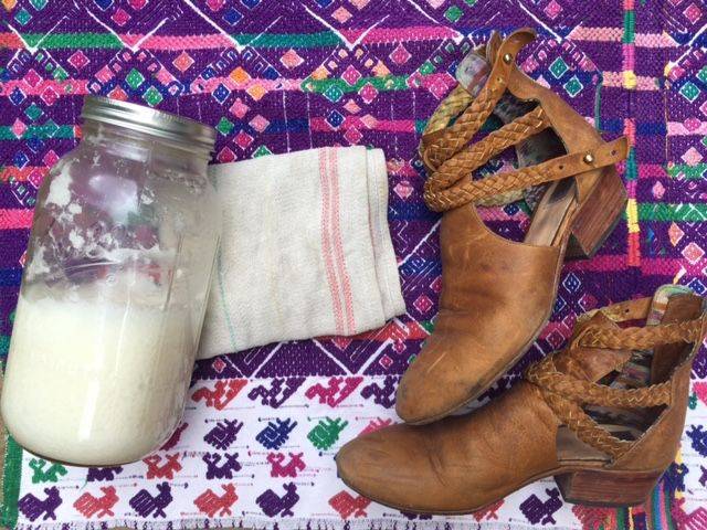 using curdeled milk - condition leather boots