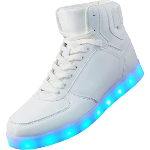 DIYJTS Unisex LED Light Up Shoes, Fashion High Top LED Sneakers USB Rechargeable Glowing Luminous Shoes for Men, Women, Teens-Best shoes for shuffling dance